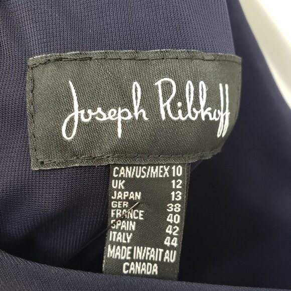Joseph Ribkoff Embellished Sheath Cocktail Dress 10 Layered Sleeveless Navy Blue - Picture 12 of 14
